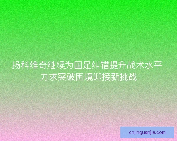 扬科维奇继续为国足纠错提升战术水平 力求突破困境迎接新挑战